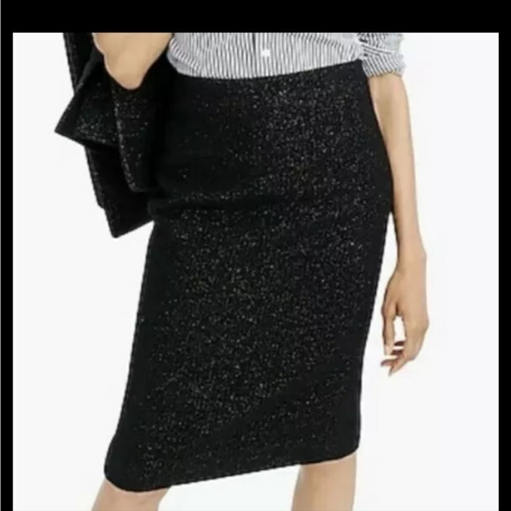 J. Crew Black Sparkle Pencil Skirt
